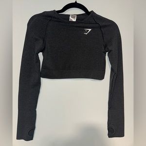Gymshark Vital Seamless Long Sleeve Crop Top - Black Marl